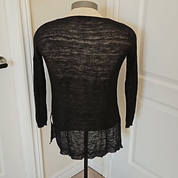 Sweet Baby Gal Women's Knitted Sheer Long Sleeves Top S/M Black - Picture 4 of 16